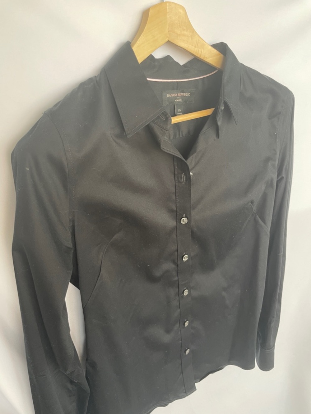 Banana Republic Non-iron Button-down Black Shirt Size 10